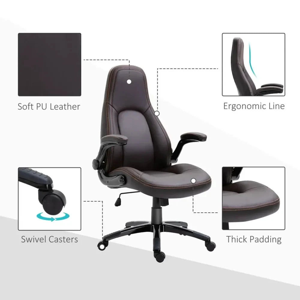 Unbranded PU Leather Office Chair High Back Swivel Office Chair with Adjustable Height - Office Chair