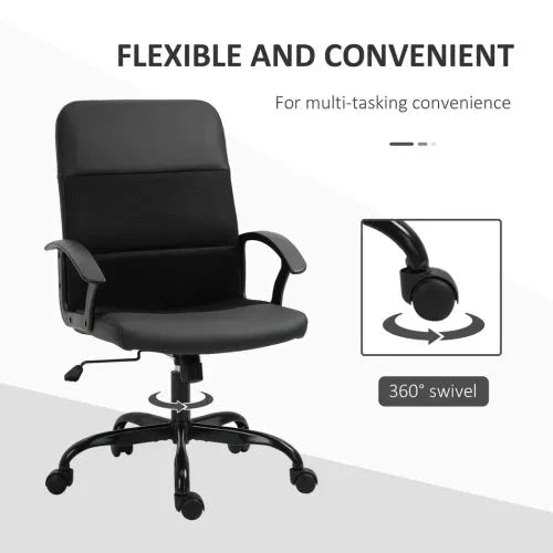 PVC Leather & Mesh Panel Blend Office Chair Swivel Seat w/ Padding Ergonomic - Office Chair