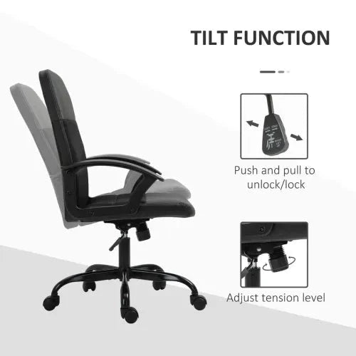 PVC Leather & Mesh Panel Blend Office Chair Swivel Seat w/ Padding Ergonomic - Office Chair