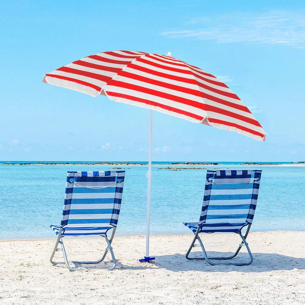 Red 1.8M Tilting Parasol Umbrella for Outdoor Shade - Parasol