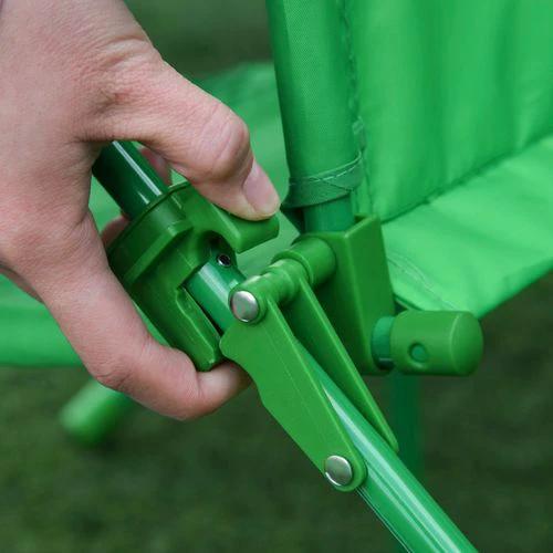 Foldable Patio Kids Metal Picnic Table w/ Frog Umbrella Green 4-piece - Picnic Tables