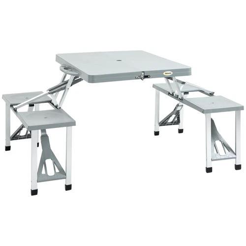Unbranded Picnic Table Chair Set 4 Seat Aluminium PP W/ 2.7cm Umbrella Hole Outsunny - Picnic Tables