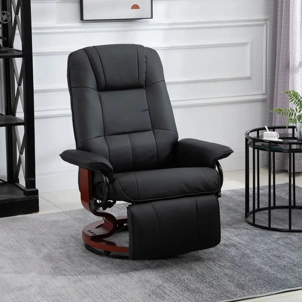 Ergonomic Recliner Sofa Chair PU Leather Armchair Lounger with Footrest, Black by Unbranded