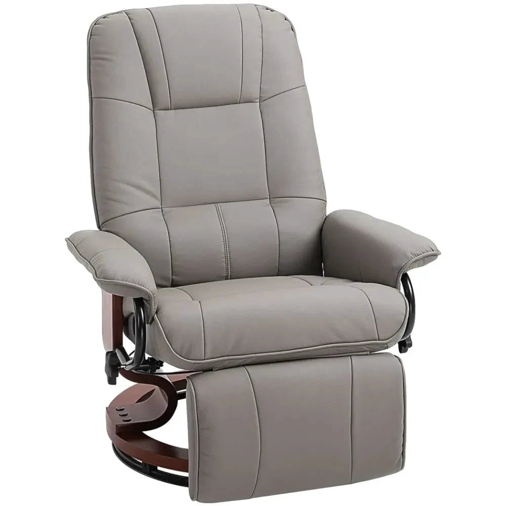Ergonomic Recliner Sofa Chair PU Leather Armchair Lounger with Footrest, Grey by Unbranded