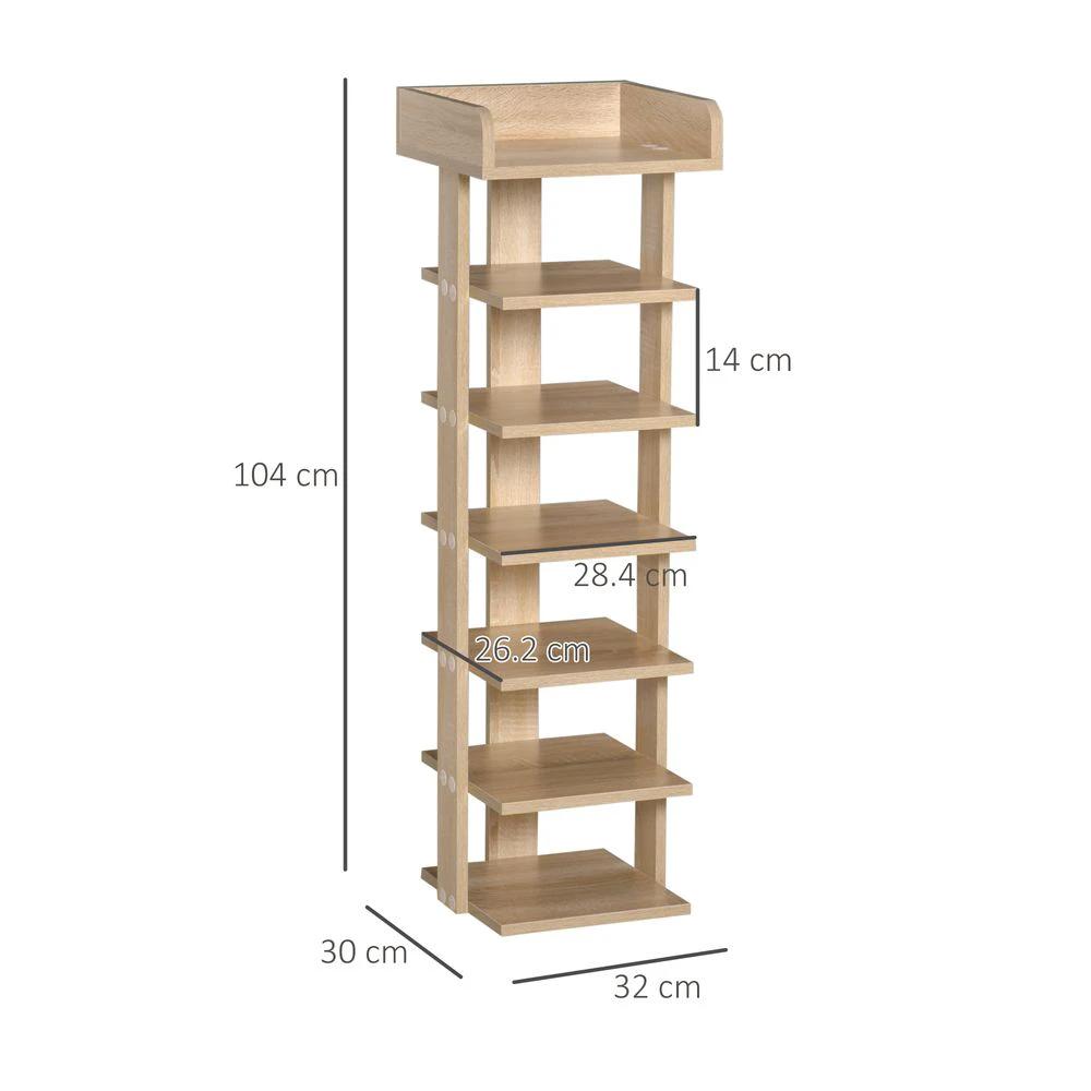 Unbranded 7 Tier Shoe Rack Organizer Storage Shelf Wooden Display Cabinet Oak - Uncategorized Shoe Storage