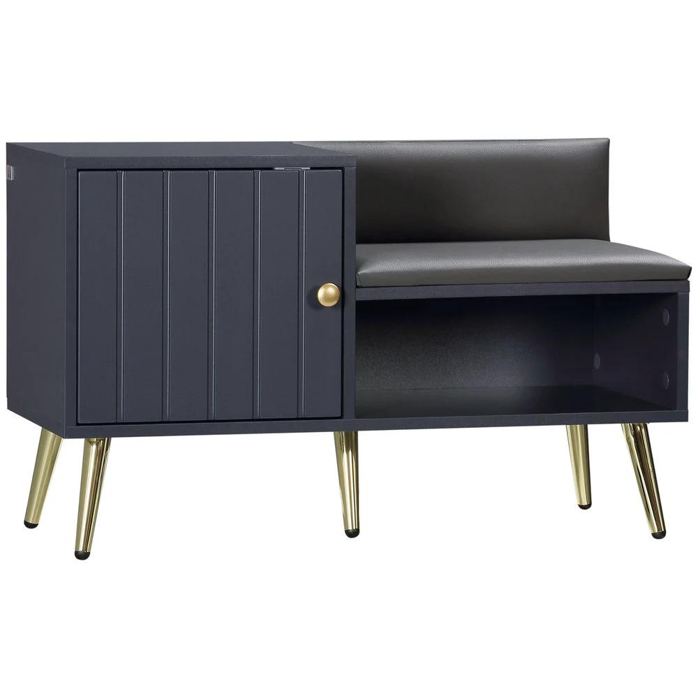 Unbranded Shoe Bench with Storage Cabinet, Seating Cushion for Entryway Hallway Grey - Uncategorized Shoe Storage