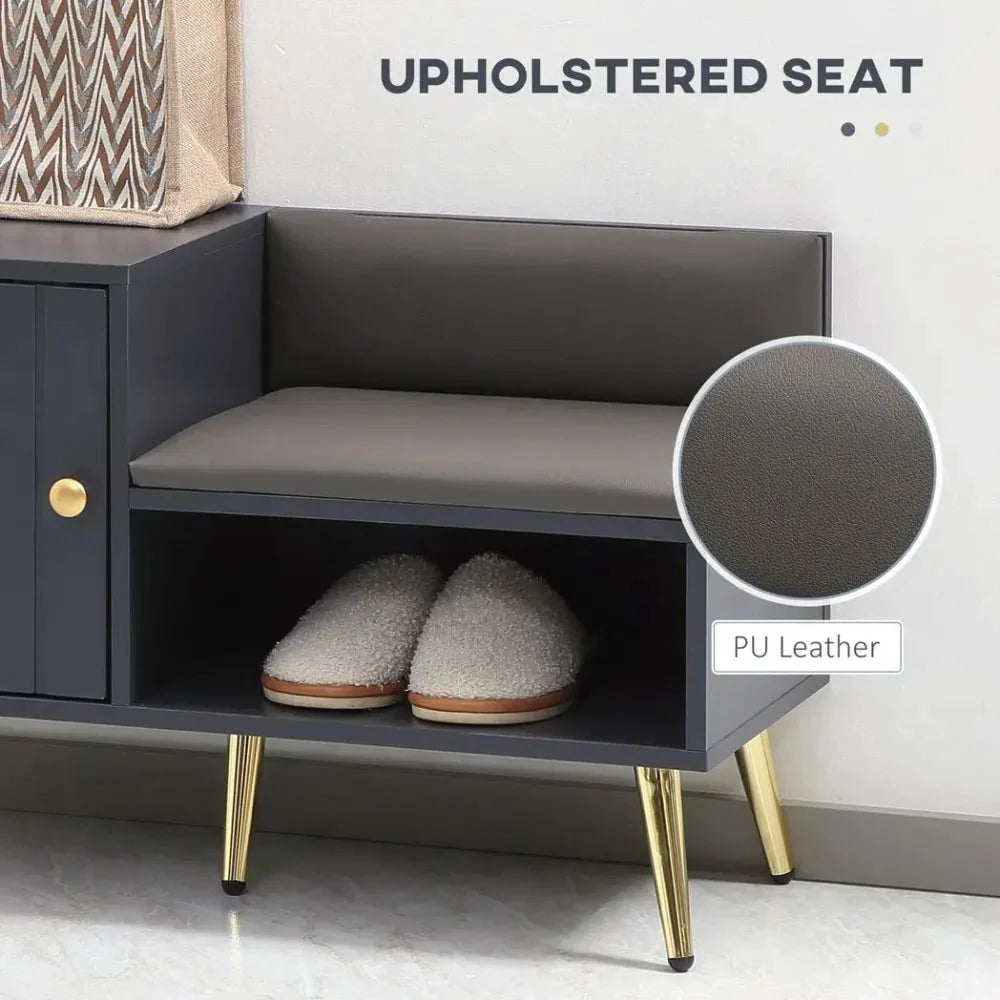 Unbranded Shoe Bench with Storage Cabinet, Seating Cushion for Entryway Hallway Grey - Uncategorized Shoe Storage
