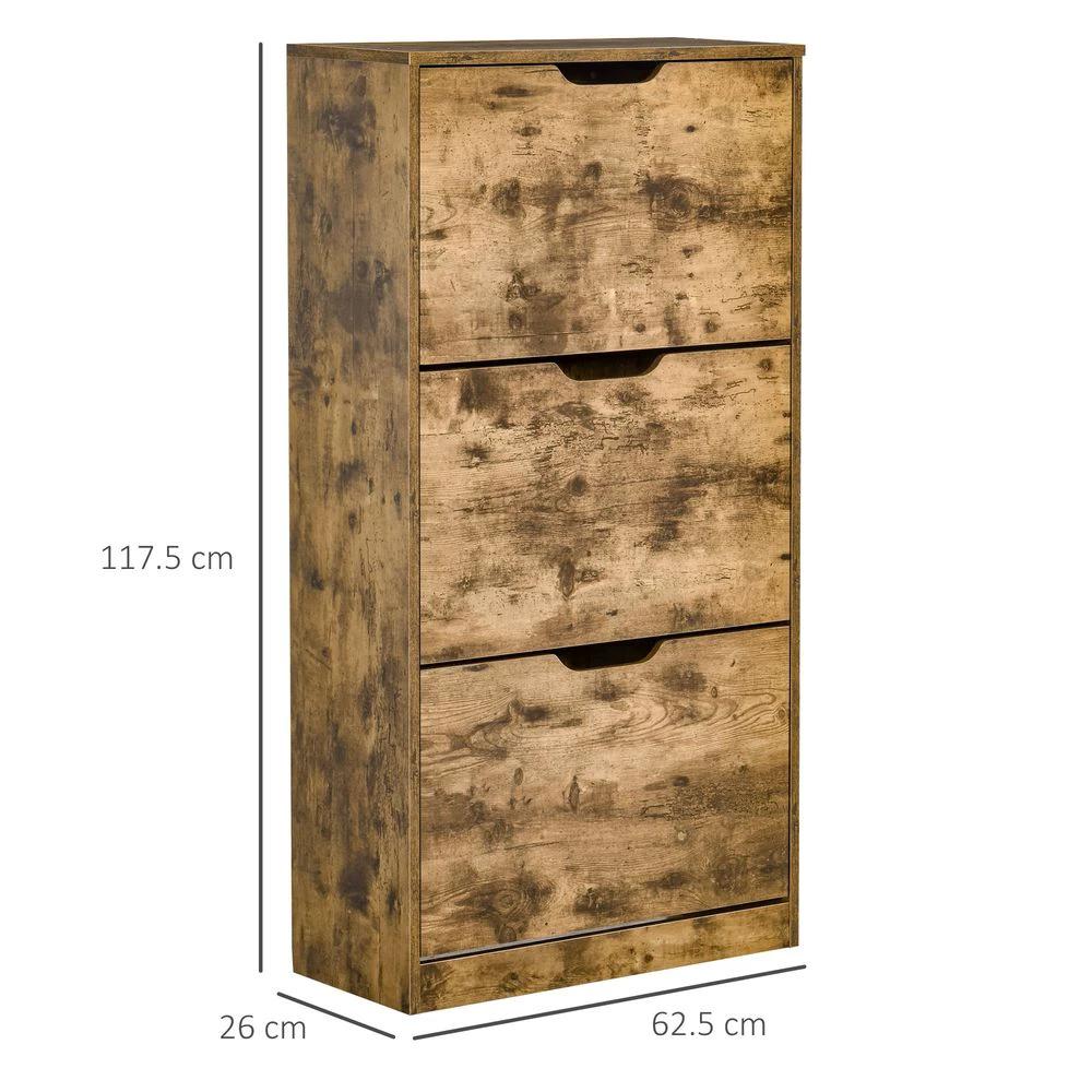 Shoe Cabinet Entryway Rack with 3 Flip Drawers Adjustable for 18 Pairs