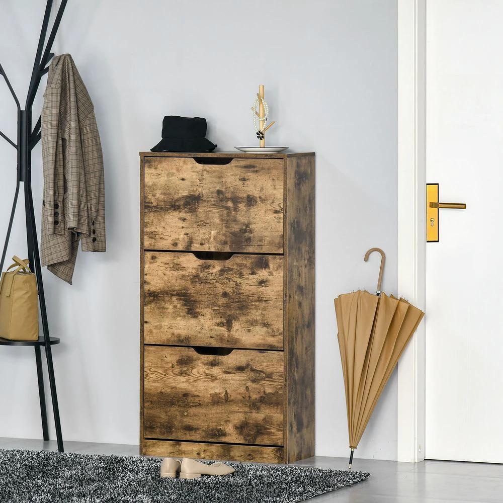 Shoe Cabinet Entryway Rack with 3 Flip Drawers Adjustable for 18 Pairs