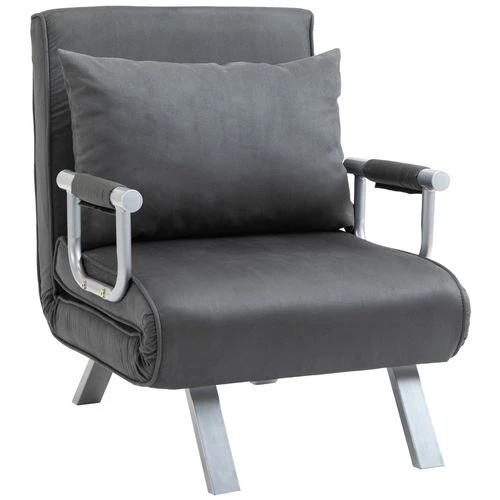 Sofa Bed Foldable Portable Armchair Sleeper Lounge Pillow Dark Grey by Unbranded