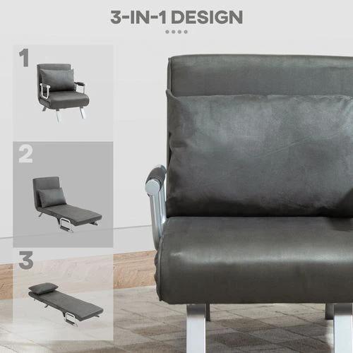 Sofa Bed Foldable Portable Armchair Sleeper Lounge Pillow Dark Grey by Unbranded