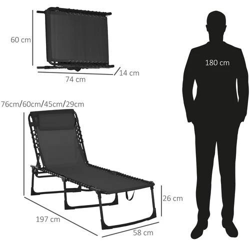 Unbranded Sun Lounger Reclining Cot Foldable Folding Garden Chair Bed Relaxer Outsunny - Sun Lounger