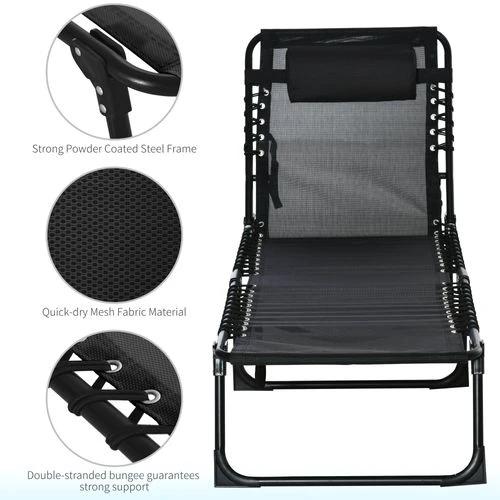 Sun Lounger Reclining Cot Foldable Folding Garden Chair Bed Relaxer Outsunny by Unbranded