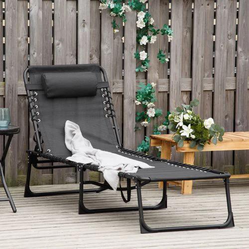 Unbranded Sun Lounger Reclining Cot Foldable Folding Garden Chair Bed Relaxer Outsunny - Sun Lounger