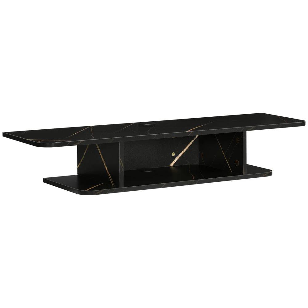 Floating TV Unit Stand Wall Mount Media Console with Storage Shelf, Black - TV Unit