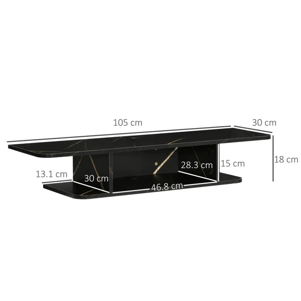 Floating TV Unit Stand Wall Mount Media Console with Storage Shelf, Black - TV Unit