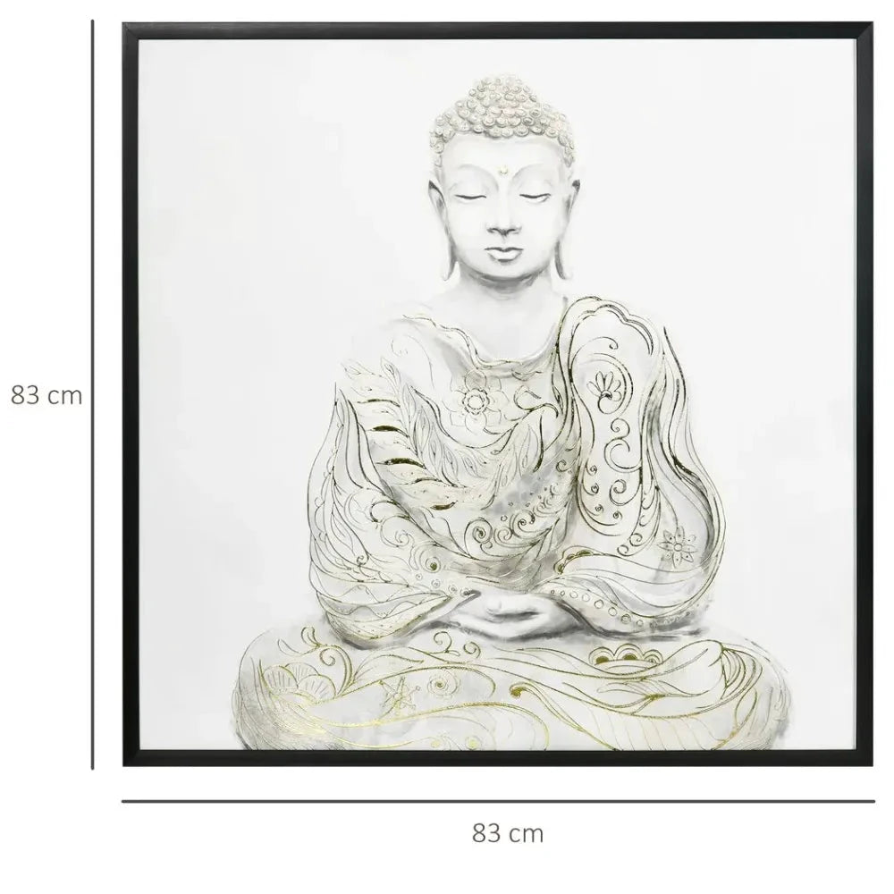 Canvas Wall Art Gold Textured Buddha, Wall Pictures Home Decor, 83 x 83 cm - Wall Art