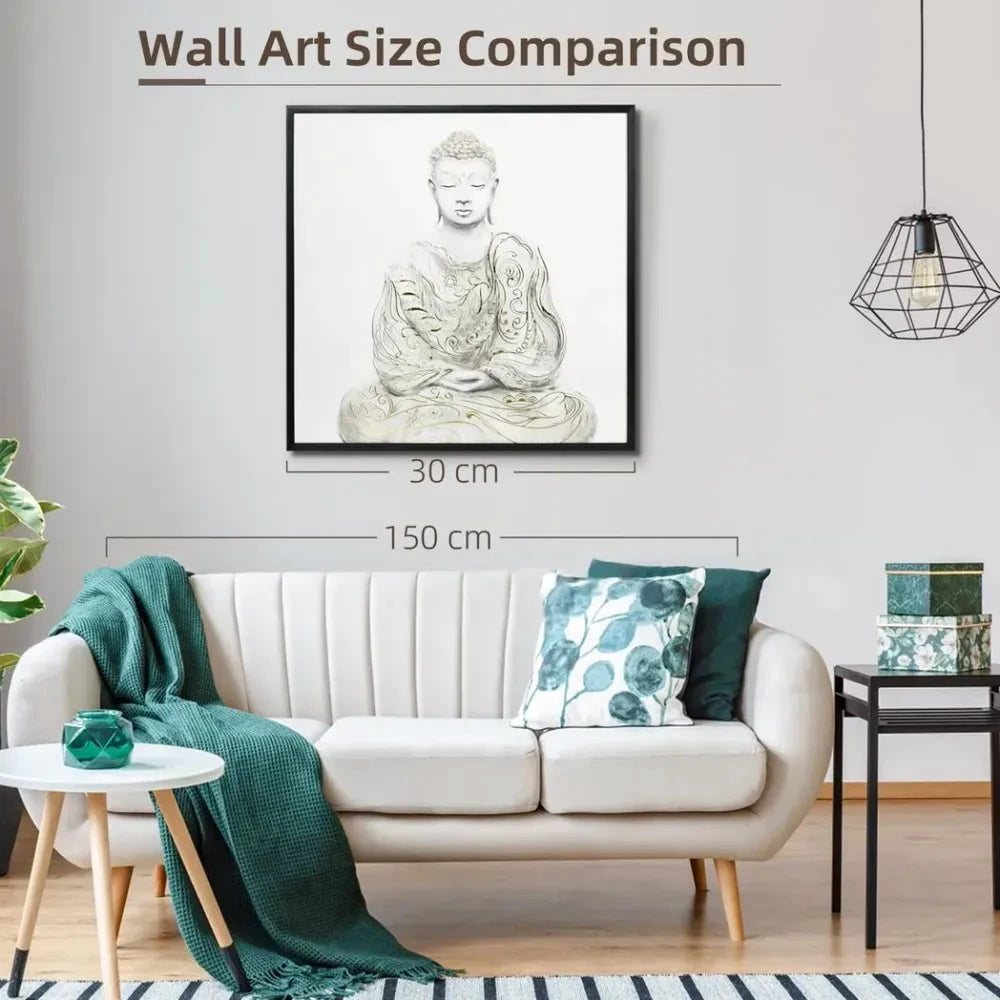 Canvas Wall Art Gold Textured Buddha, Wall Pictures Home Decor, 83 x 83 cm - Wall Art