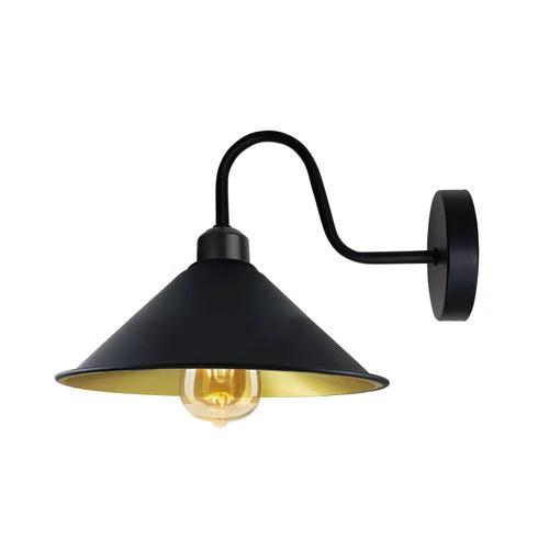 Black Greenish Gold Wall Light Fixture,Black Wall Sconce E27 Base Socket Screw, Wall Mounted Swan Neck Cone Shape Shade - Wall Lights
