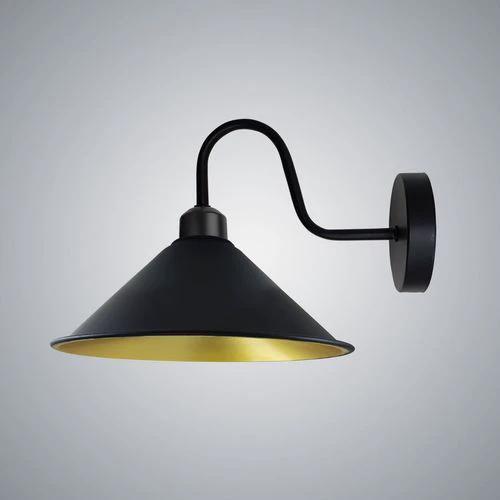 Black Greenish Gold Wall Light Fixture,Black Wall Sconce E27 Base Socket Screw, Wall Mounted Swan Neck Cone Shape Shade - Wall Lights