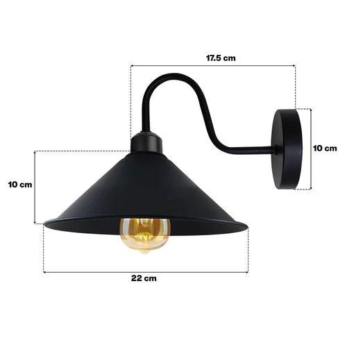 Black Greenish Gold Wall Light Fixture,Black Wall Sconce E27 Base Socket Screw, Wall Mounted Swan Neck Cone Shape Shade - Wall Lights
