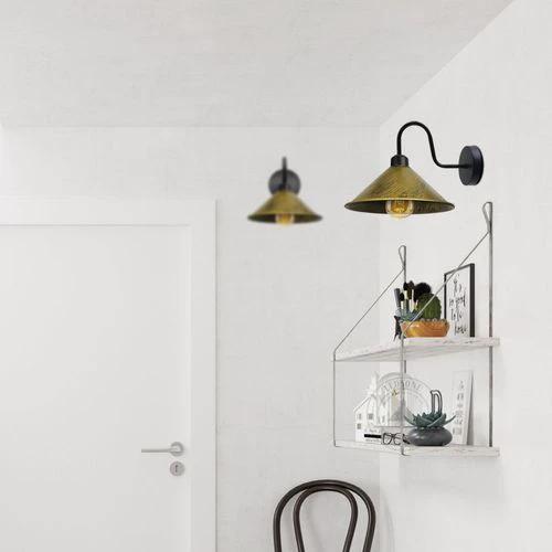 Unbranded Brushed Brass Wall Light Fixture,Black Wall Sconce E27 Base Socket Screw Type Wall Mounted Swan Neck Cone Shape Shade - Wall Lights