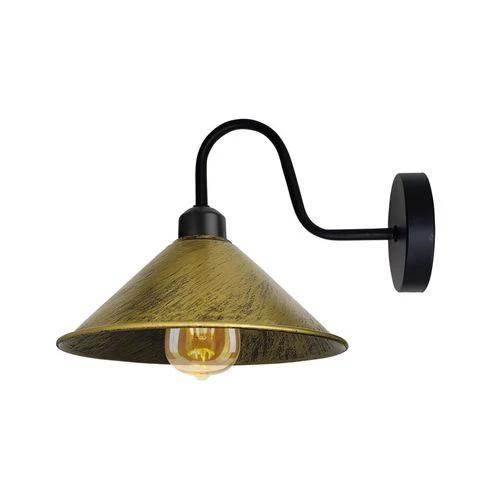 Unbranded Brushed Brass Wall Light Fixture,Black Wall Sconce E27 Base Socket Screw Type Wall Mounted Swan Neck Cone Shape Shade - Wall Lights