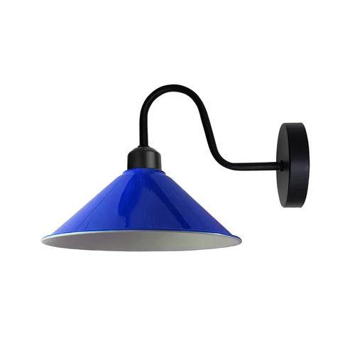 Navy Blue Wall Light Fixture,Black Wall Sconce E27 Base Socket Screw Type Wall Mounted Swan Neck Cone Shape Shade by Unbranded