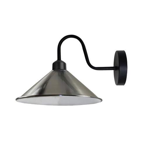 Unbranded Satin Nickel Wall Light Fixture,Black Wall Sconce E27 Base Socket Screw Type Wall Mounted Swan Neck Cone Shape Shade - Wall Lights