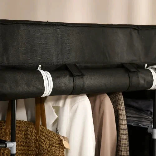 Unbranded Fabric Wardrobe Portable Wardrobe with 10 Shelves 1 Hanging Rail Black - Wardrobe