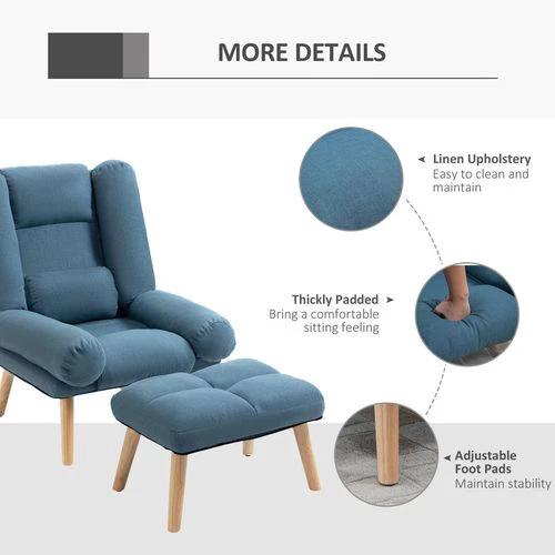 HOMCOM Recliner with Ottoman 3-Position Adjustable Reclining Lounger Sofa Chair - Recliner