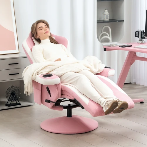 HOMCOM Manual Recliner Armchair with 360° Swivel Base and Footrest for Stylish Home Relaxation by HOMCOM