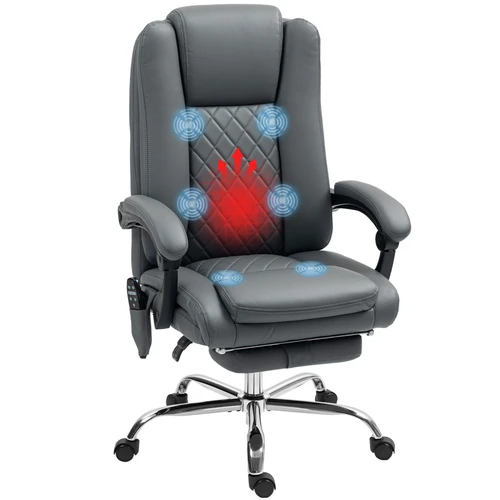 HOMCOM PU Leather Massage Office Chair with Reclining Feature and Vibration Modes for Comfort-Seeking Professionals -  Office Chair