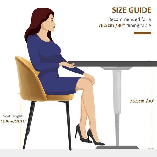 HOMCOM 2 Pieces Modern Upholstered Fabric Bucket Seat Dining Chairs Living Room Yellow - Fabric Dining Chairs