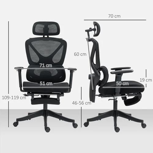 HOMCOM Ergonomic Office Chair, Recliner Computer Chair with Footrest, Black by HOMCOM