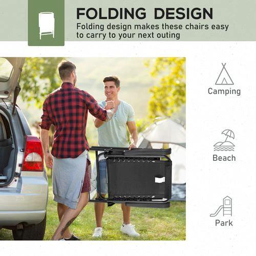 Outsunny Outsunny 2Pcs Outdoor Patio Folding Chairs, Portable Garden Loungers Black -