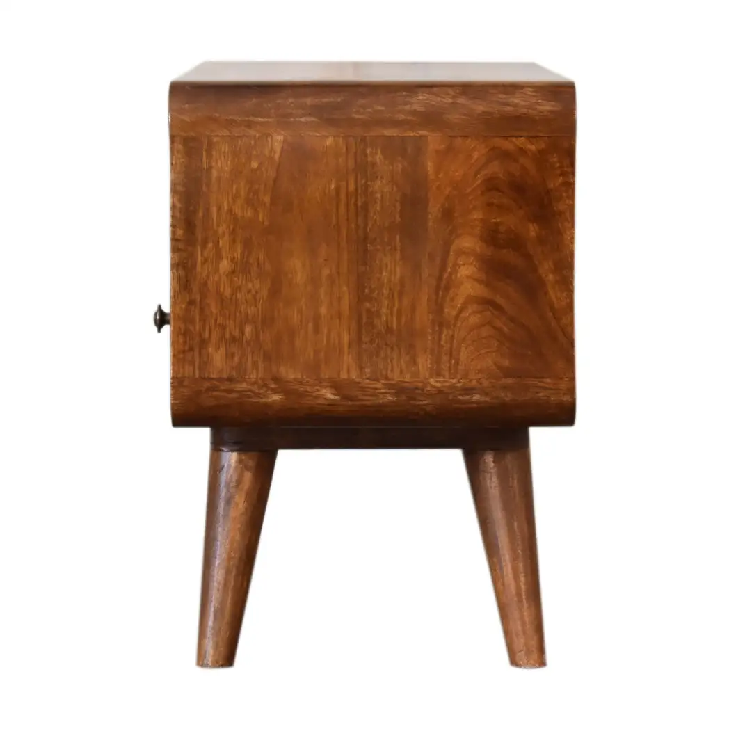 Artisan Furniture Artisan Furniture Solid Wood Mini Chestnut Curved Media Unit with 2 Drawers, Brown, 2Drawers - TV Unit