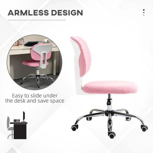 Vinsetto Fluffy Home Office Chair with Adjustable Height, Armless, Pink by Vinsetto