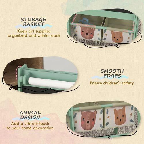 AIYAPLAY Kids Easel Compact Three In One Chalkboard Whiteboard Paper Roll Storage For Children Green by AIYAPLAY