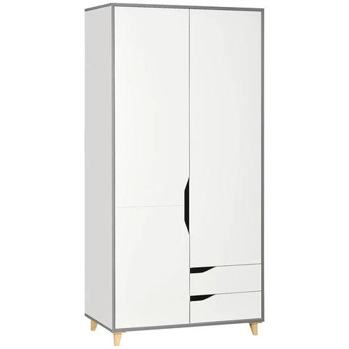HOMCOM Wardrobe with Drawers, Shelves, Hanging Rail, Bedroom Clothes Organizer, White - Wardrobe