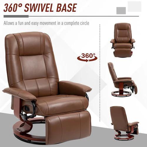 HOMCOM Ergonomic Office Recliner Sofa Chair PU Leather Armchair Lounger Brown by HOMCOM