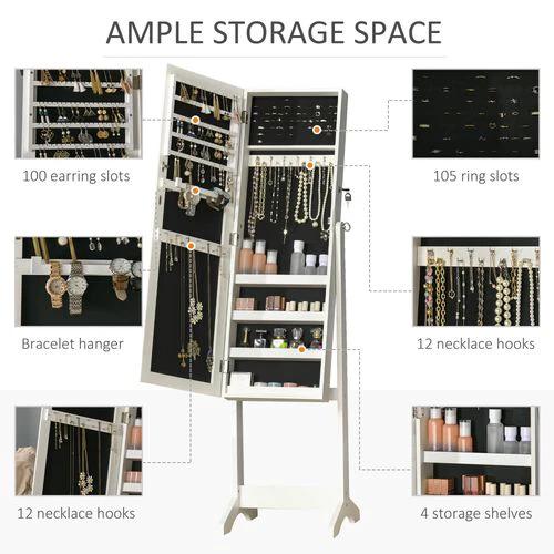 Unbranded Mirrored Jewellery Cabinet Lockable Jewellery Organiser White - Mirror