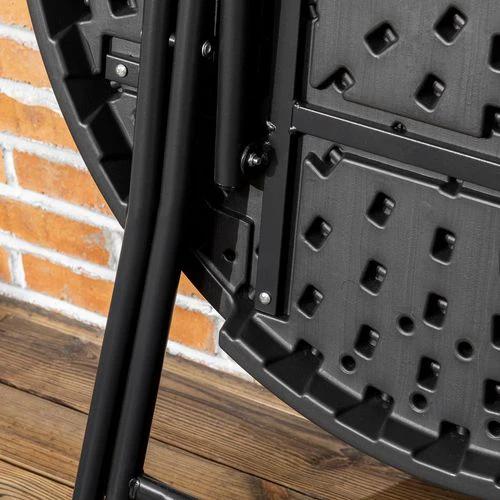 Foldable Garden Table for 4, Round Outdoor Dining Table with Steel Frame by Outsunny
