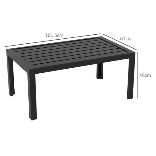 Outsunny Outdoor Side Table Garden Table with Steel Frame and Slat Top Black by Outsunny