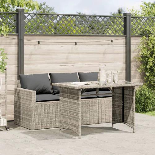 vidaXL 2 Piece Garden Dining Set with Cushions Light Grey Poly Rattan by vidaXL