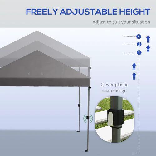 Outsunny Outsunny 3 x 3(m) Pop Up Gazebo, Instant Shelter with 1-Button Push, Grey - Gazebos
