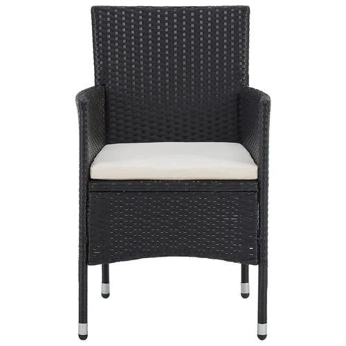 3 Piece Garden Dining Set Poly Rattan and Solid Wood Black by vidaXL