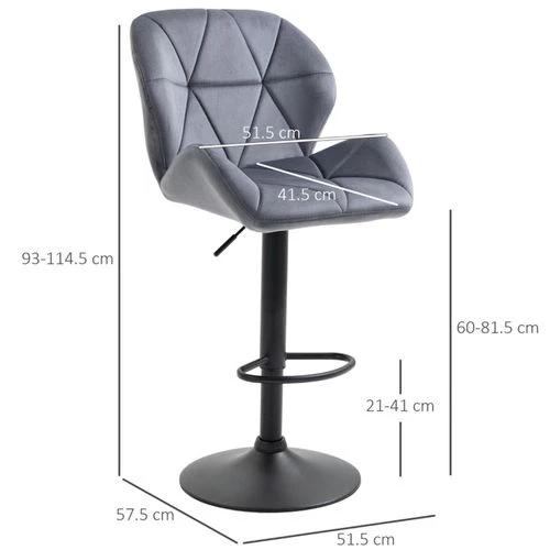 N/A Adjustable Swivel Bar Stools Set of Two with Diamond Stitching and Footrest for Modern Home Bars and Kitchens -