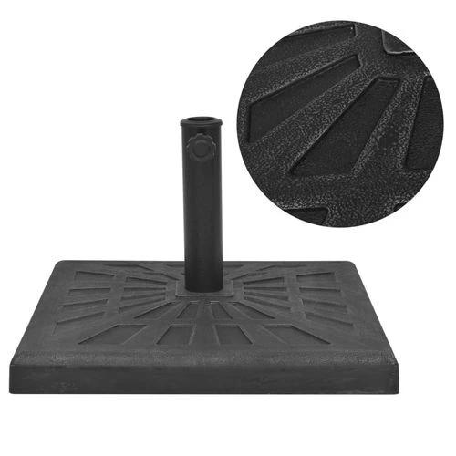 vidaXL Weather-Resistant Parasol Base 19 kg Square Black with Locking Bolt and Adapters for Outdoor Umbrella Stability - Parasol