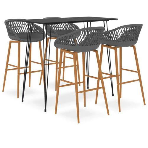 vidaXL 5 Piece Bar Set Black and Grey by vidaXL
